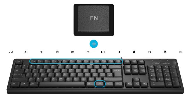 A4Tech FK12 Fstyler FN Multimedia Wired USB Keyboard - detail 2