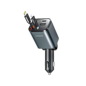 Joyroom JR-CCL05 50W 4-in-1 Retractable Car Charger Dark Grey