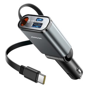 Joyroom JR-CCL07 45W 3-in-1 Retractable Car Charger Dark Grey