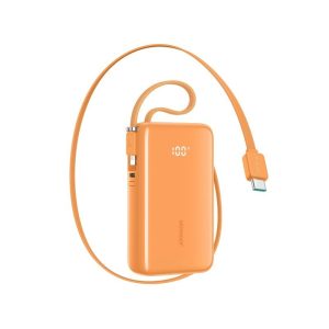 Joyroom JR-PR2L 35W 10000mAh Mini Power Bank with Built-in Retractable Type-C Cable + Type-C/Lightning Cable Orange