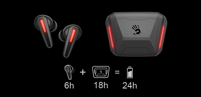 Bloody M70-BLACK-BLUE TWS Bluetooth V5.0 Earphone (Black+Blue) - view 5
