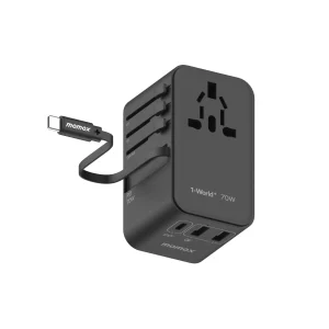 MOMAX UA18D 1-World+ 70W GaN 3-Port Travel Adapter (2x USB, 2x USB-C)