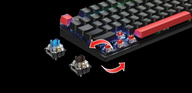 Bloody S520N-FIRE-BLACK Mechanical Switch Gaming Keyboard BLMS Red Hot-Swappable Switch, Neon Backlit - Combination FN Hotkeys