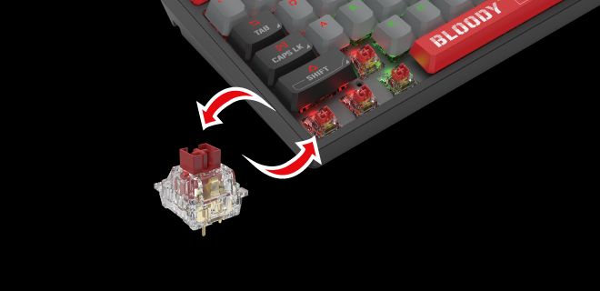 Bloody S87 RGB BLMS TKL Mechanical Keyboard 75% (87+1 Keys) Ten Key Less Compact Style - Default 10 Backlit Effects