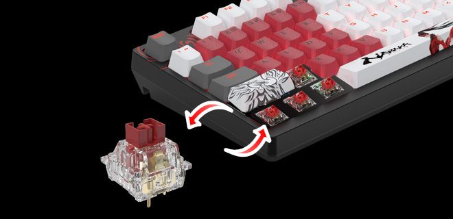 Bloody S98-NARAKA BLMS Mechanical Gaming Keyboard 80% (98 Keys) Compact Style BLMS Red Switch - Two Adjustable Feet