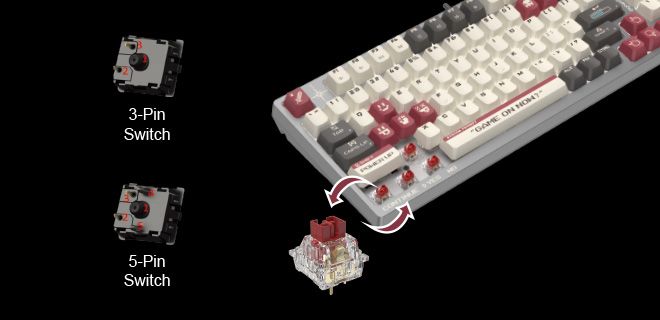 Bloody S98-PIXELS-RED BLMS Mechanical Gaming Keyboard 80% (98 Keys) Compact Style BLMS Red Switch - 7 Game Modes Storage