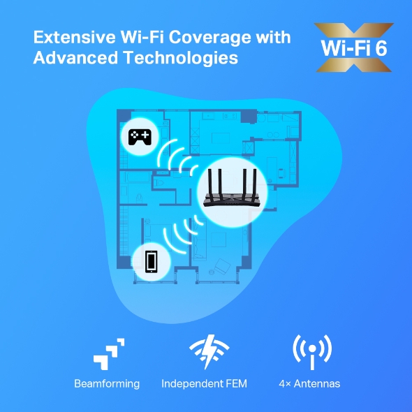 TP-Link Archer AX20 AX1800 Dual-Band Wi-Fi 6 Router - view 4