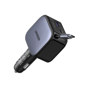 UGREEN 55909B 90W Retractable Car Charger Retractable Built-in USB C Cable