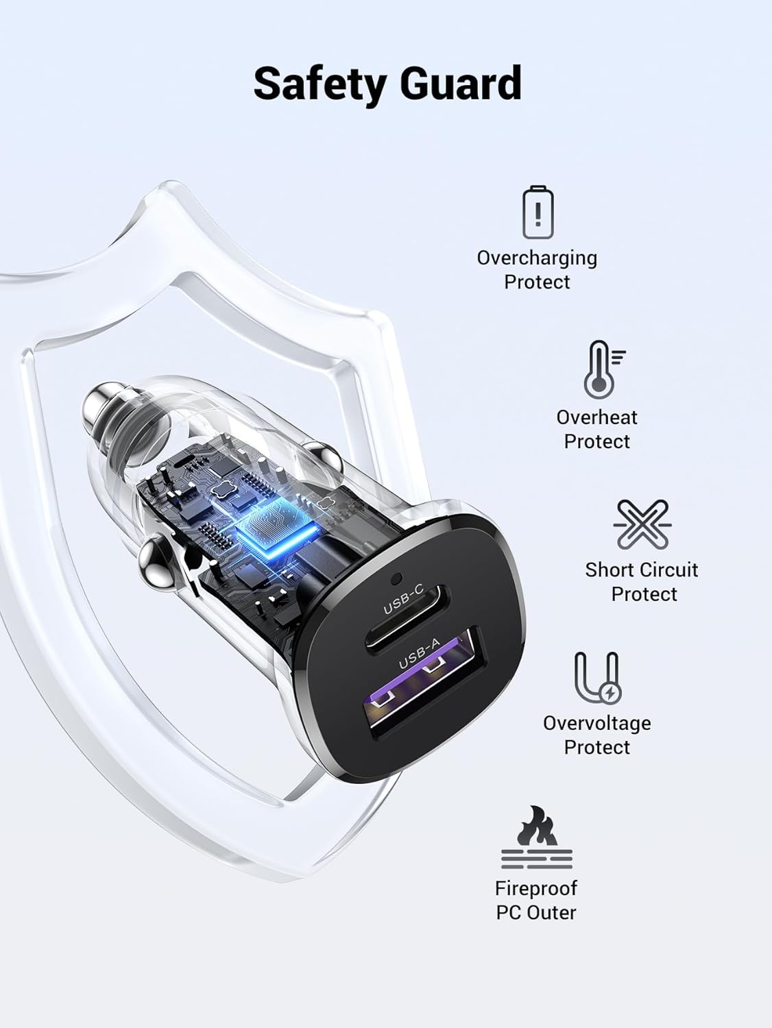 UGREEN 25845 EC305 30W USB-C+A Fast Car Charger - image 4