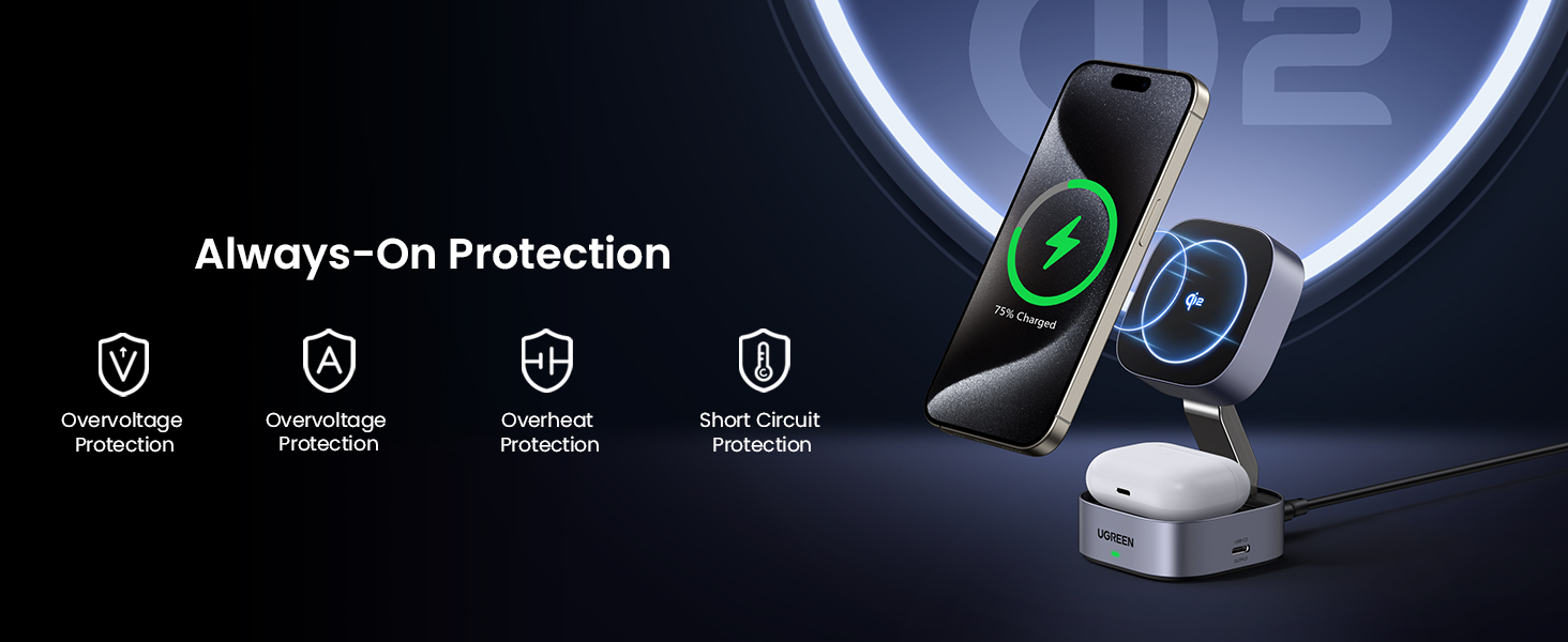 UGREEN 35316 MagFlow Qi2 Magnetic Foldable Wireless Charger - view 6