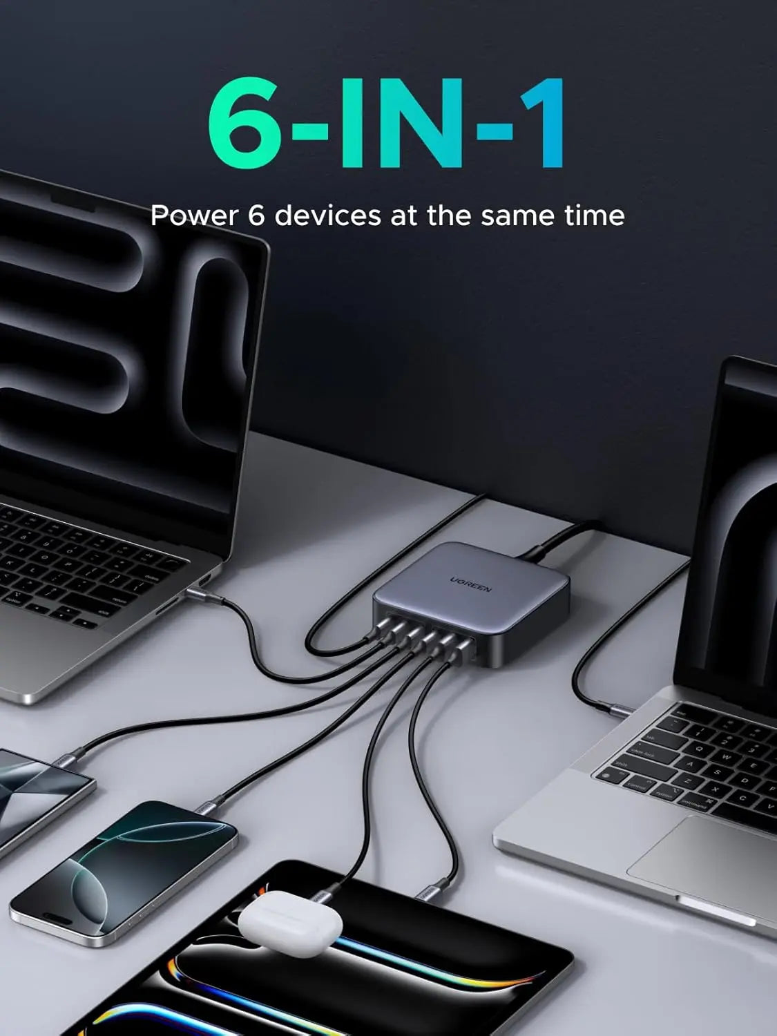 UGREEN 40914 Nexode 200W 6-Port GaN Desktop Charger - image 3