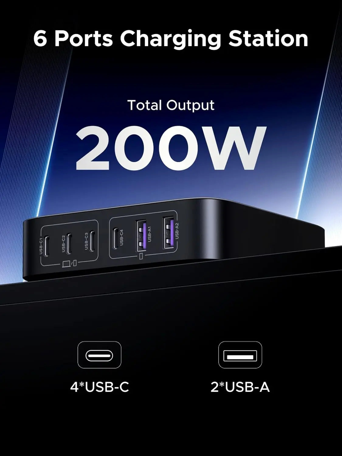UGREEN 40914 Nexode 200W 6-Port GaN Desktop Charger - image 5