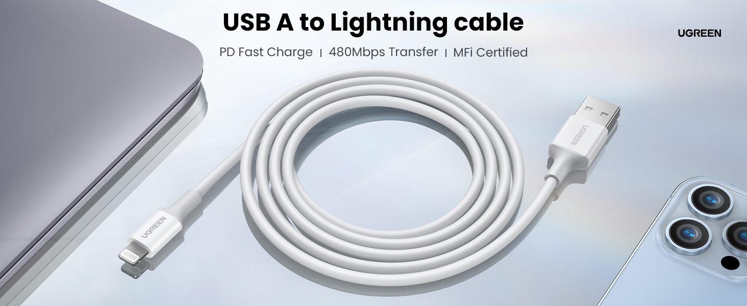 UGREEN 20728 Lightning to USB-A MFi Cable - Apple Certified