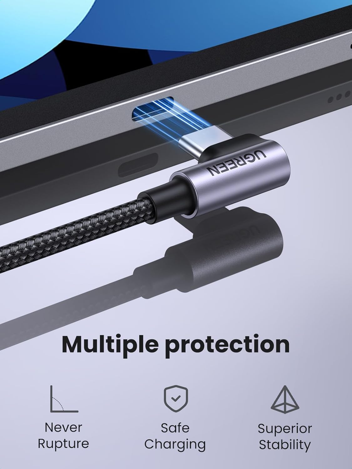 UGREEN 80714 US255 USB-C to Angled USB-C 3M Cable - image 7