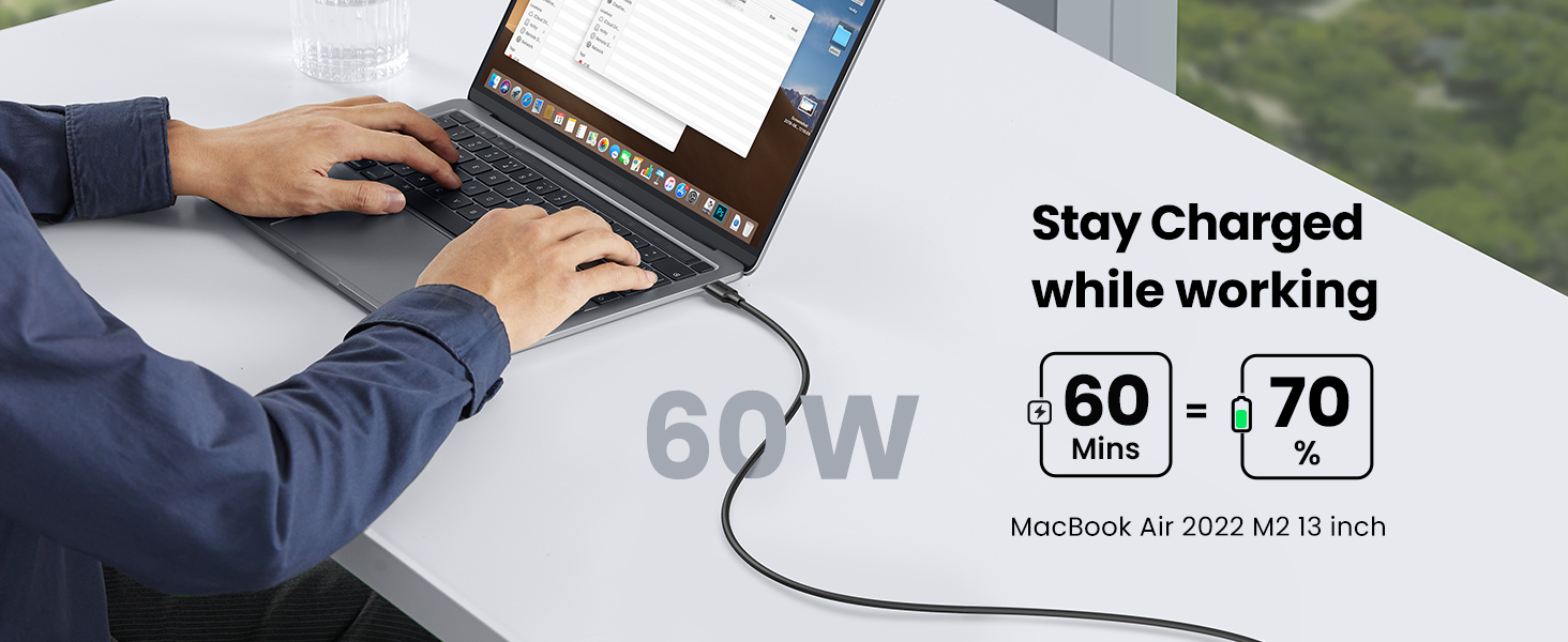 UGREEN 50997 60W USB-C to USB-C Cable - Data Transfer Limits