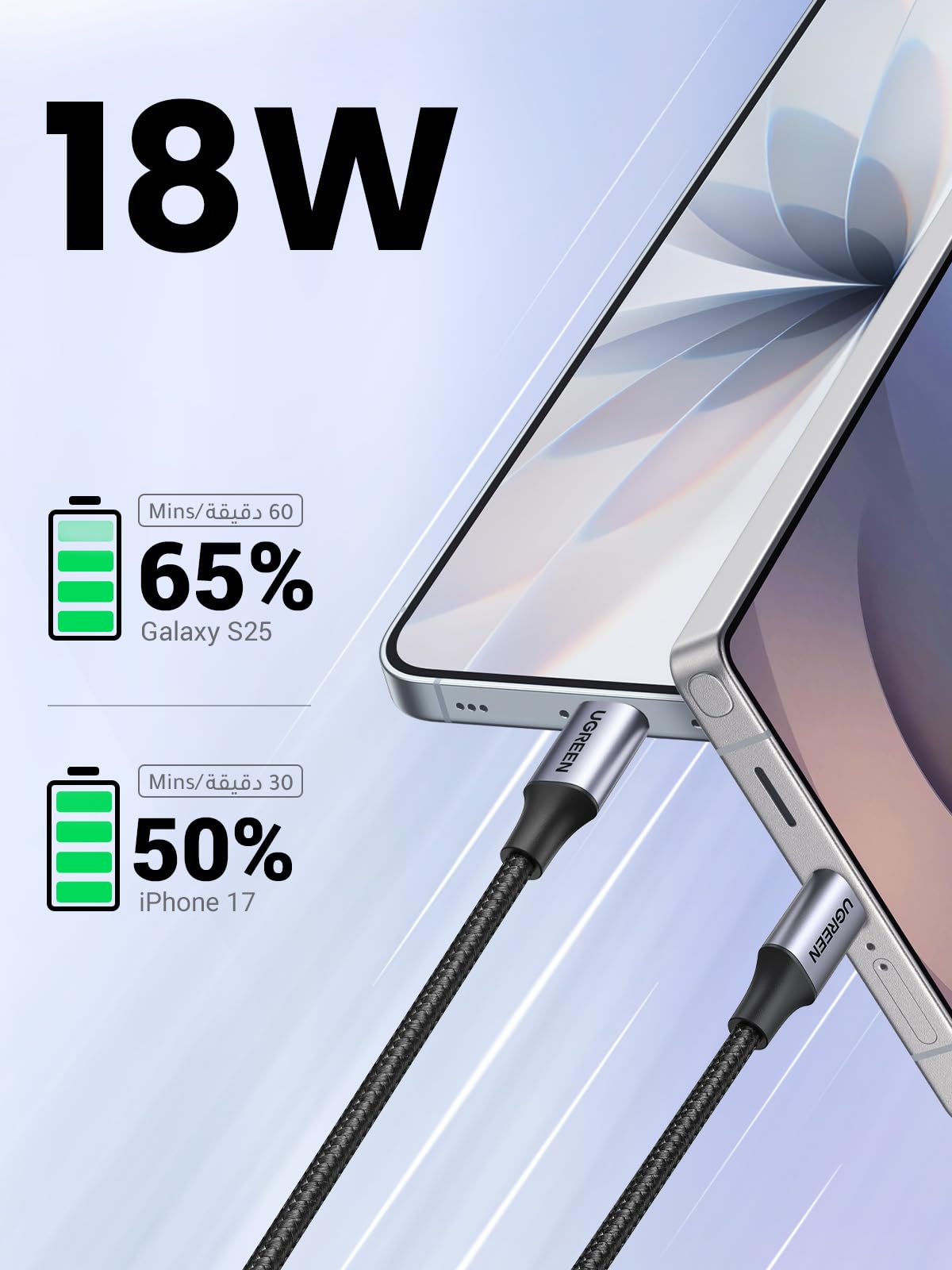UGREEN 60126 US288 USB-A 2.0 to USB-C Cable 1M - image 2