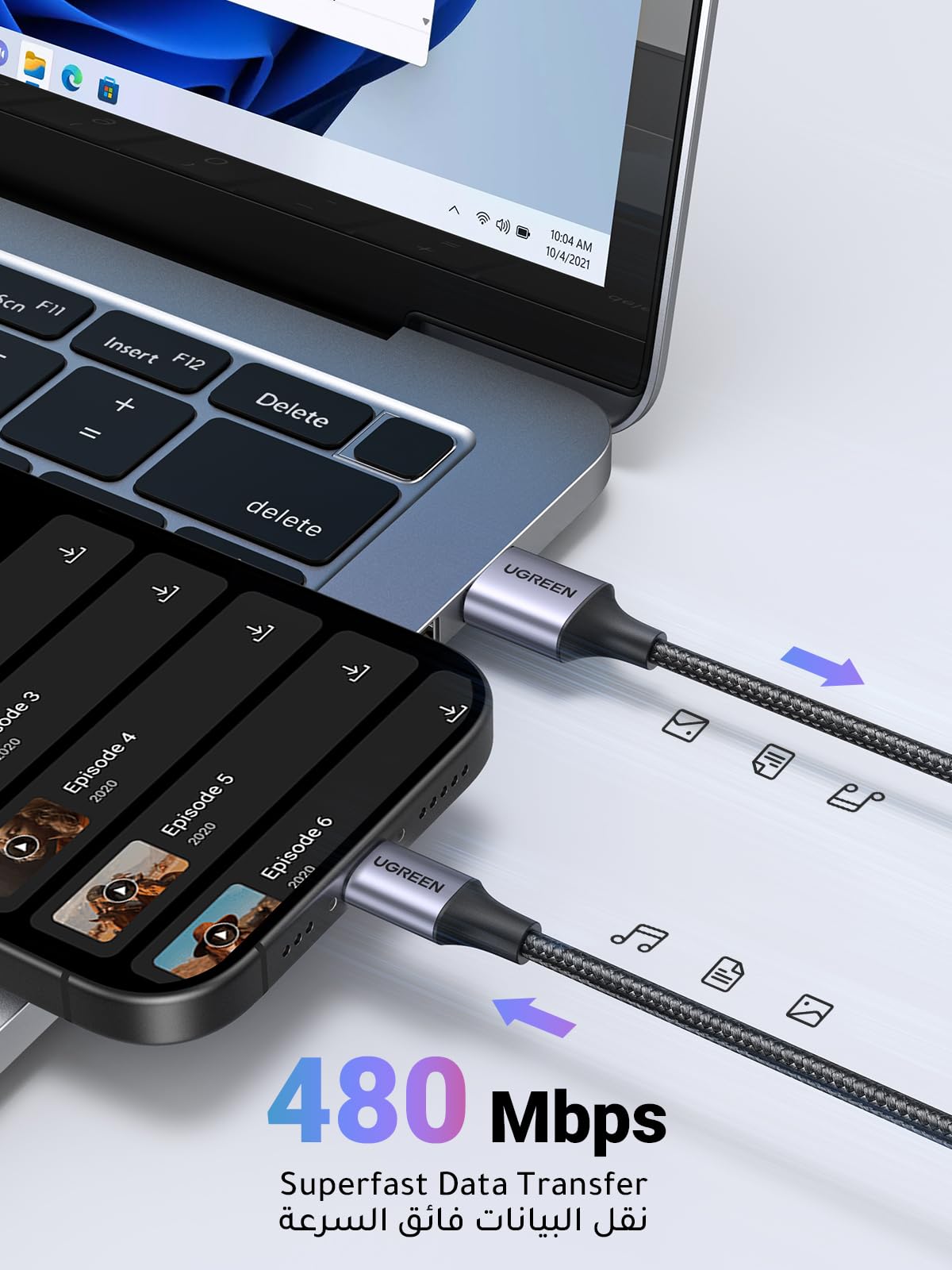 UGREEN 60126 US288 USB-A 2.0 to USB-C Cable 1M - image 5