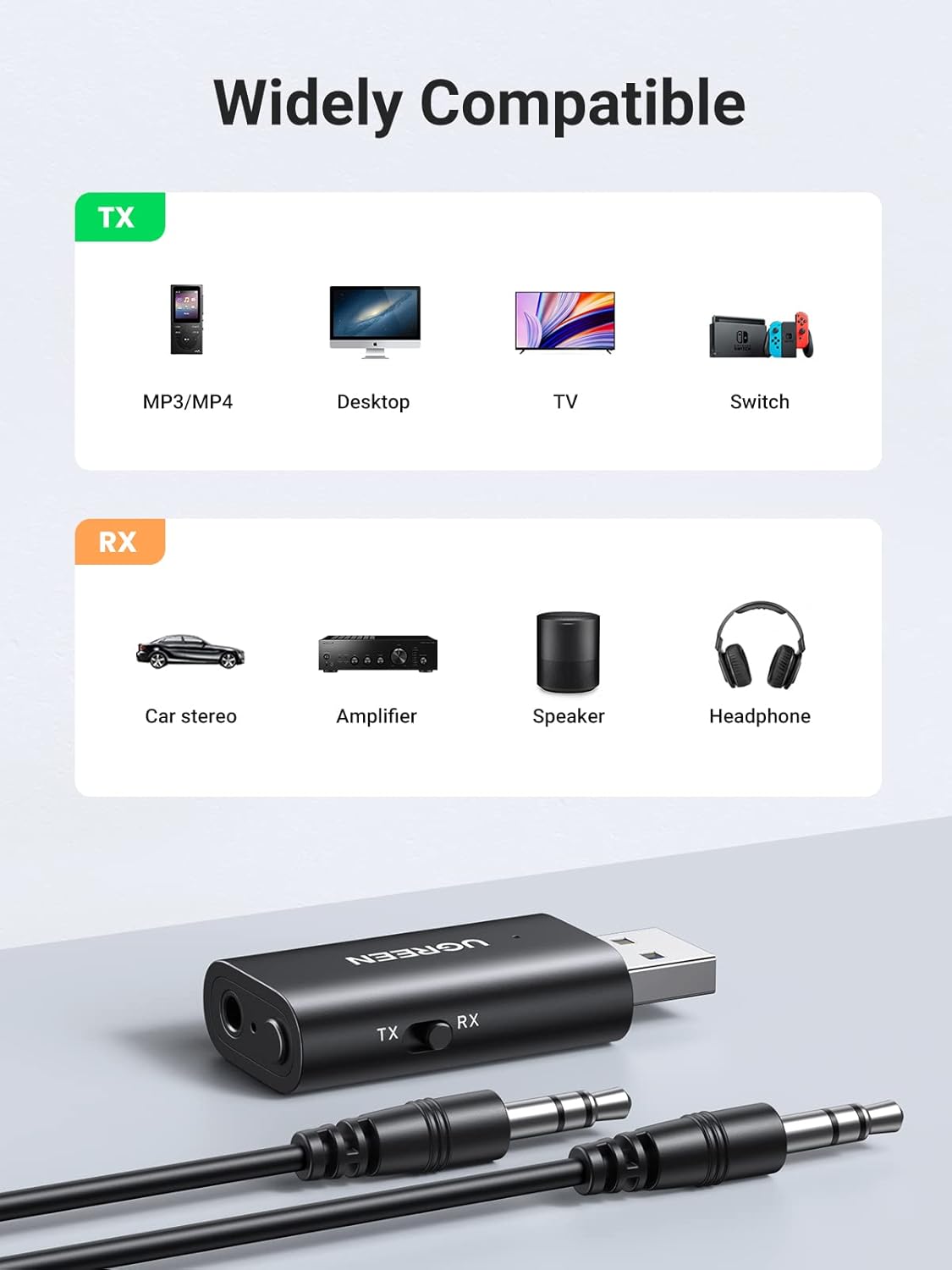 UGREEN 60300 USB 2.0 to 3.5mm Bluetooth Transmitter/Receiver - image 7