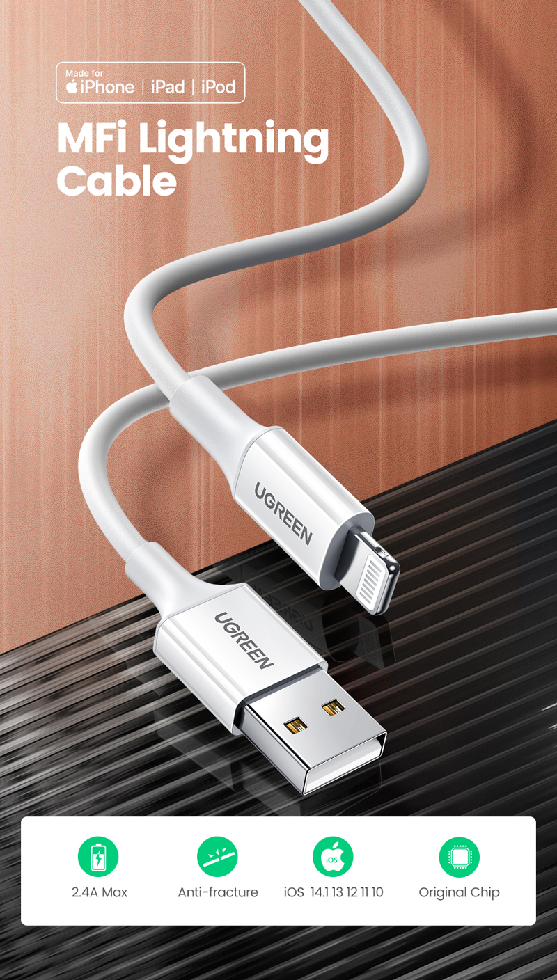 UGREEN 80822 USB-A to Lightning Cable 1m Black - image 2