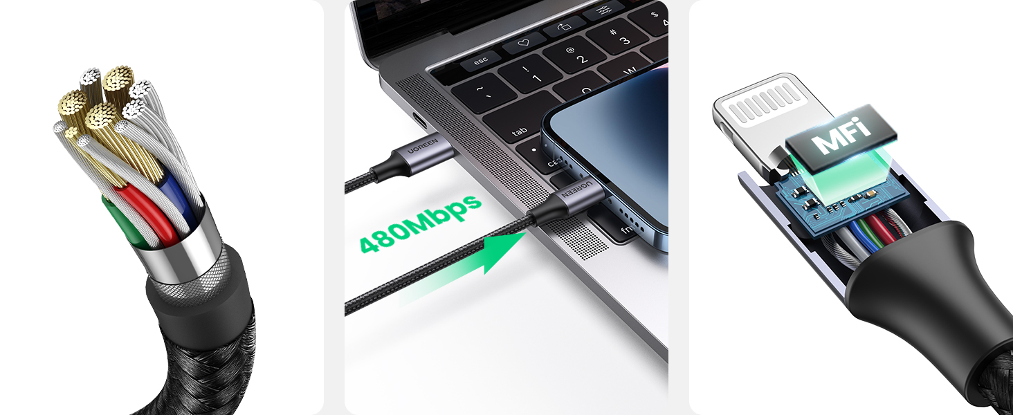 UGREEN 60759 USB-C to Lightning PD Cable 1M Black - Durable and Secure