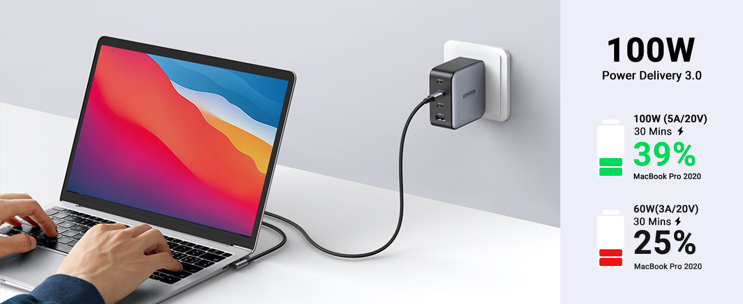 UGREEN 70645 USB-C to USB-C PD 90 Degree Cable 2M - 100W PD Charging