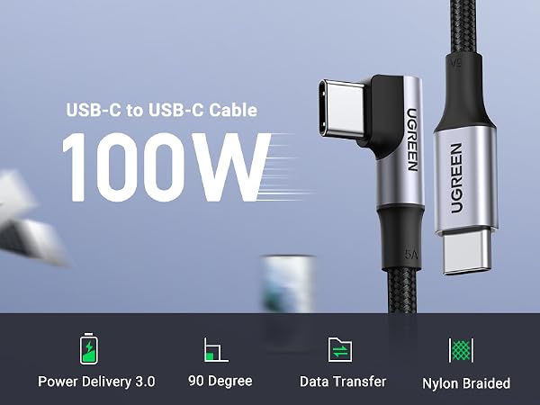 UGREEN 70645 USB-C to USB-C PD 90 Degree Cable 2M - view 4