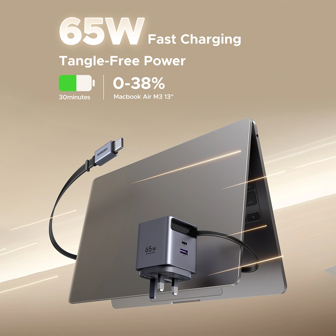 UGREEN 65826 X615 65W Nexode Pro GaN Charger with Retractable Cable - image 6