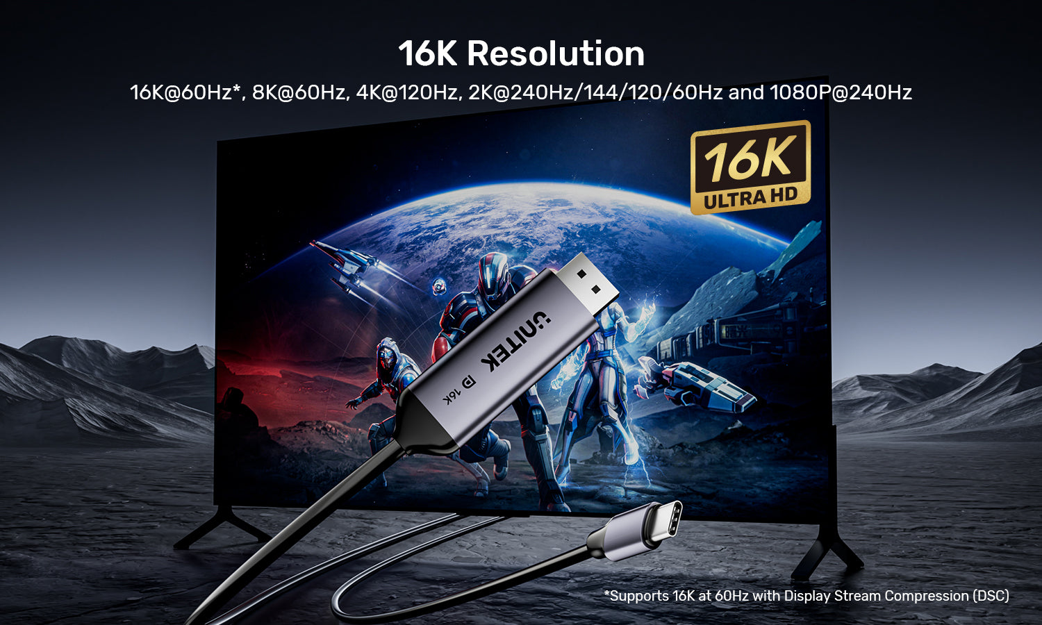 UNITEK V1441AGY01 16K USB-C to DisplayPort Cable - view 2