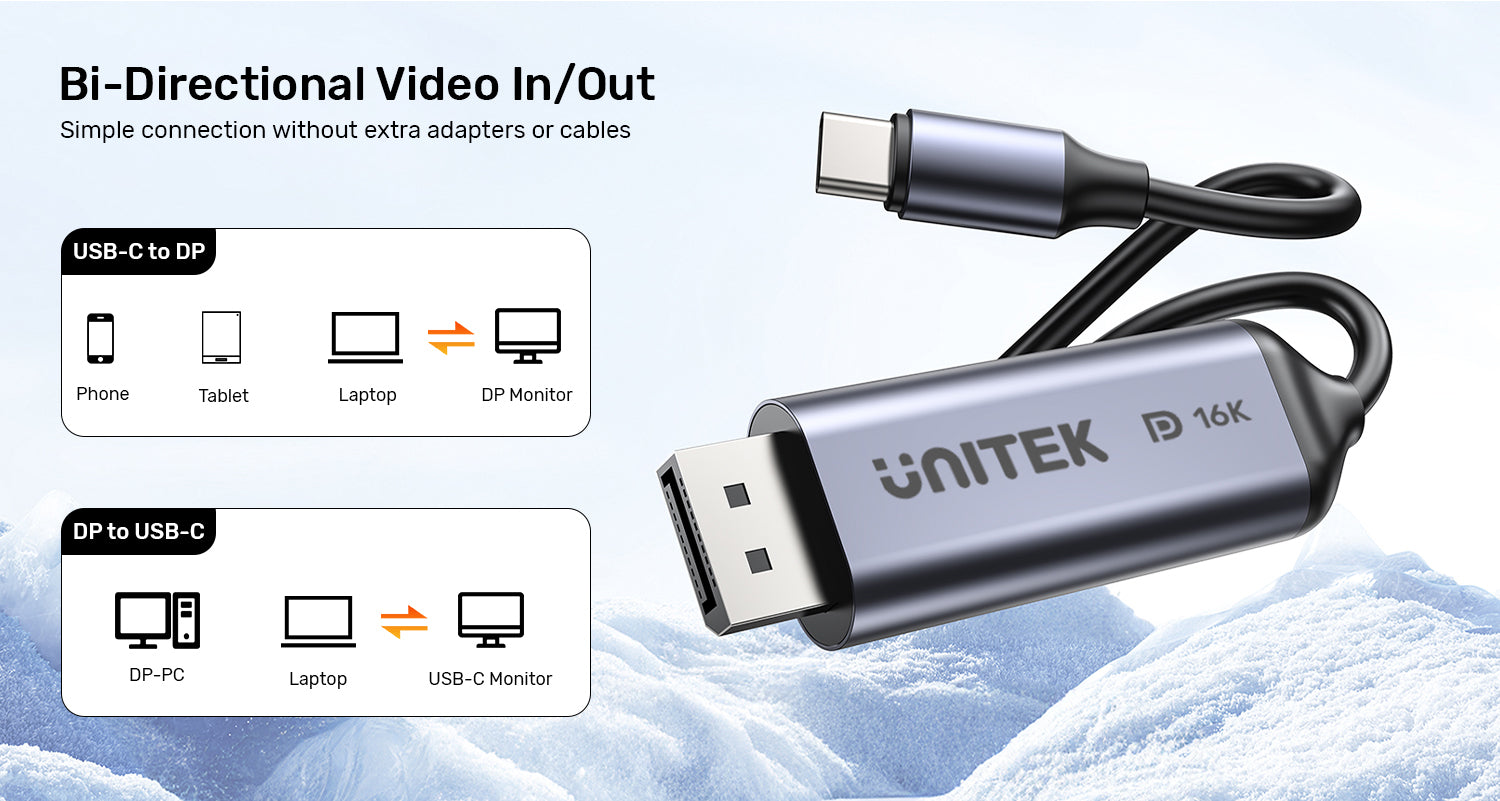 UNITEK V1441AGY01 16K USB-C to DisplayPort Cable - view 4