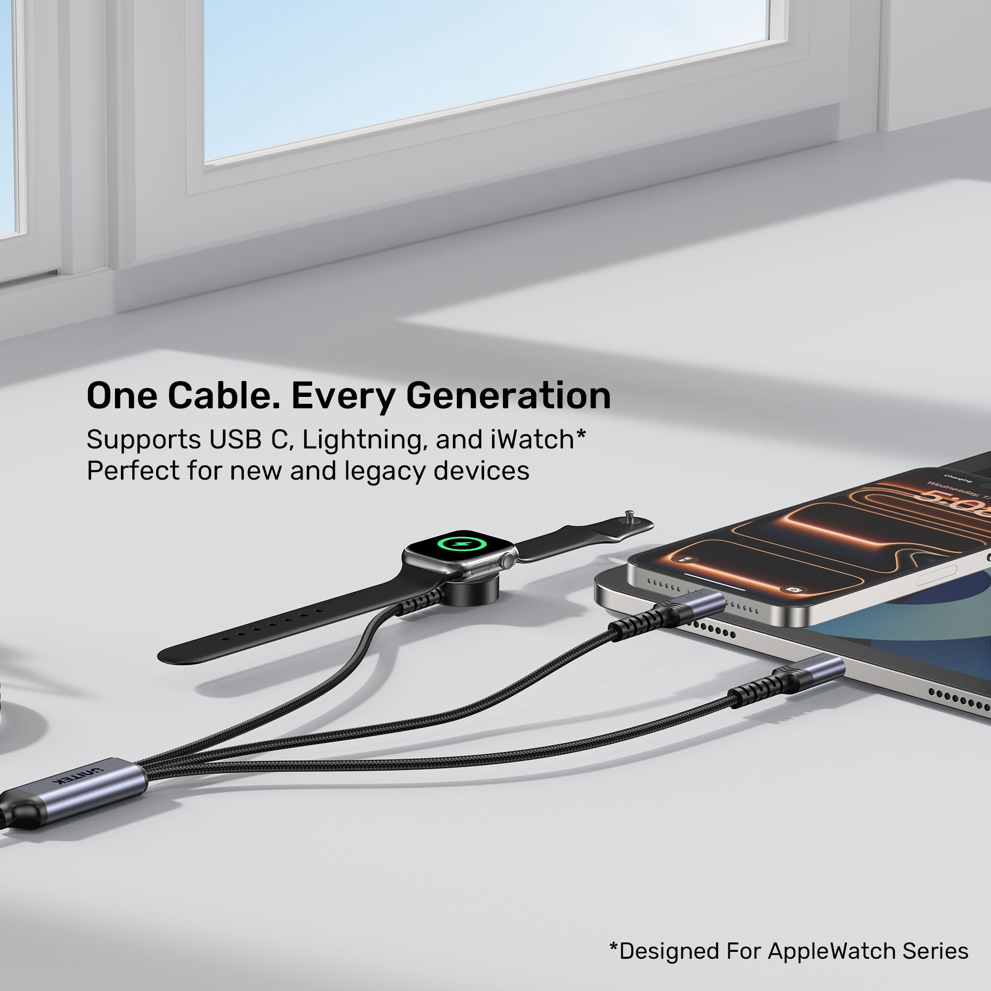 UNITEK C14180AGY01-1.2M 3-in-1 PD 100W Fast Charging Cable - image 6