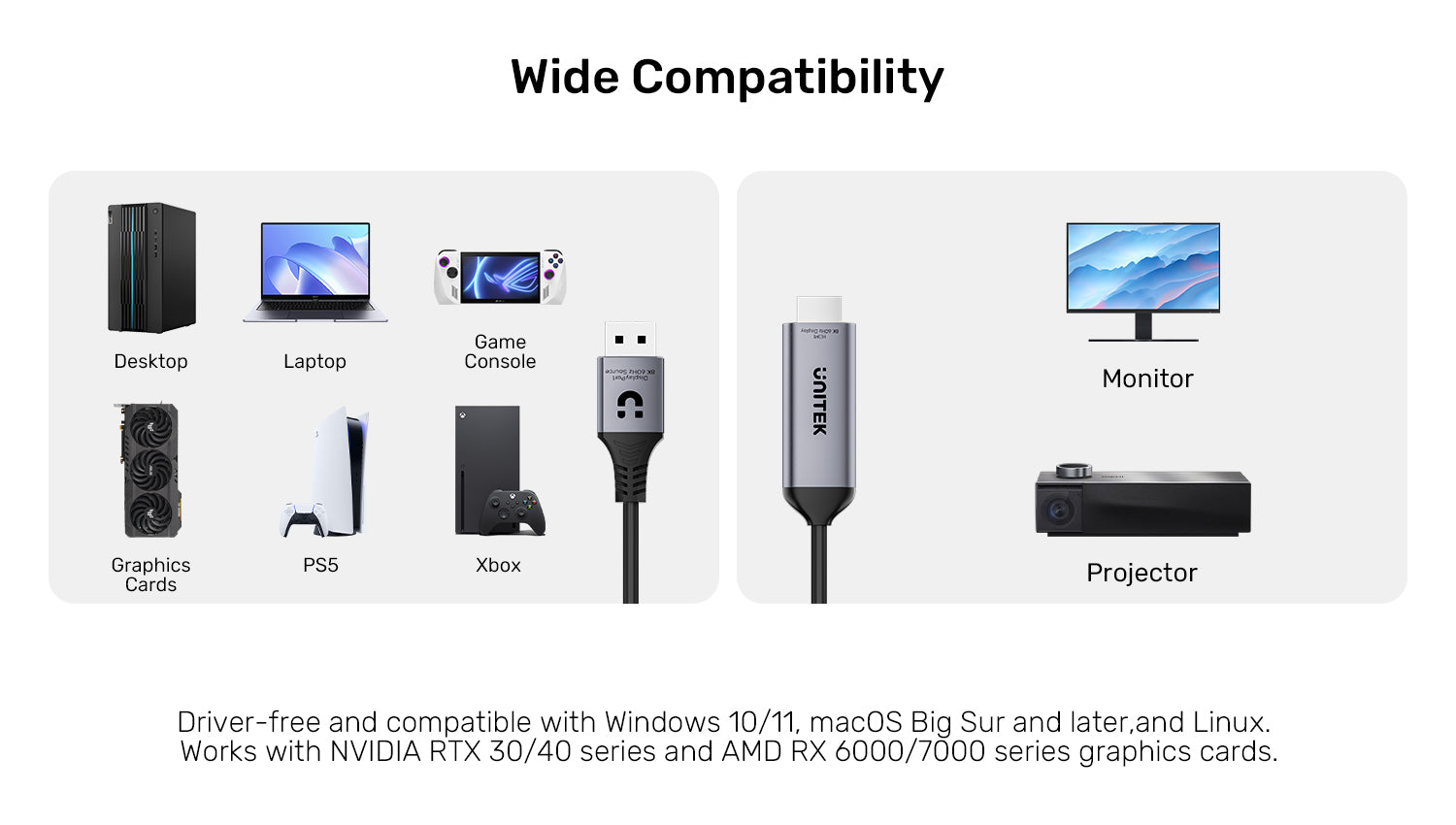 UNITEK V1616AGY01 8K DisplayPort to HDMI Cable - view 6