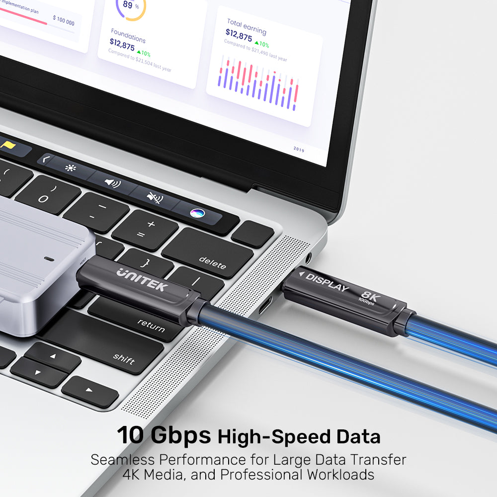 UNITEK C14178ABK01-5M 8K Fiber Optic Full-Featured USB-C Cable 5M - image 4