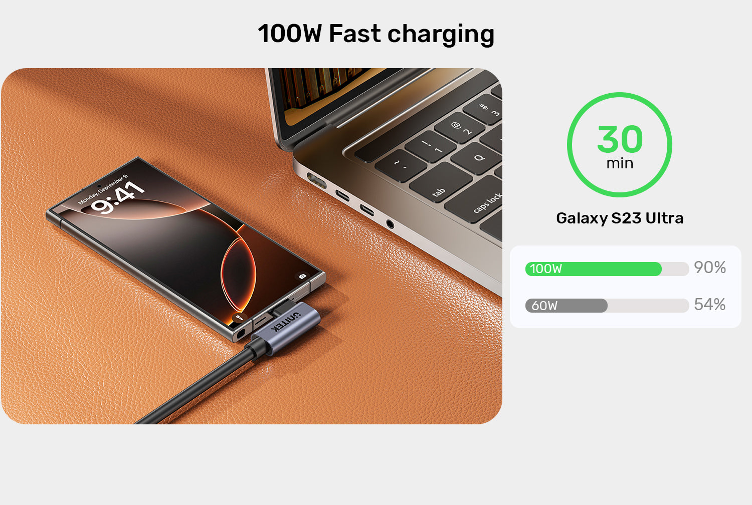 UNITEK C14147ABK01-1M Dual 90 Degree USB-C Cable 100W 1M - view 2