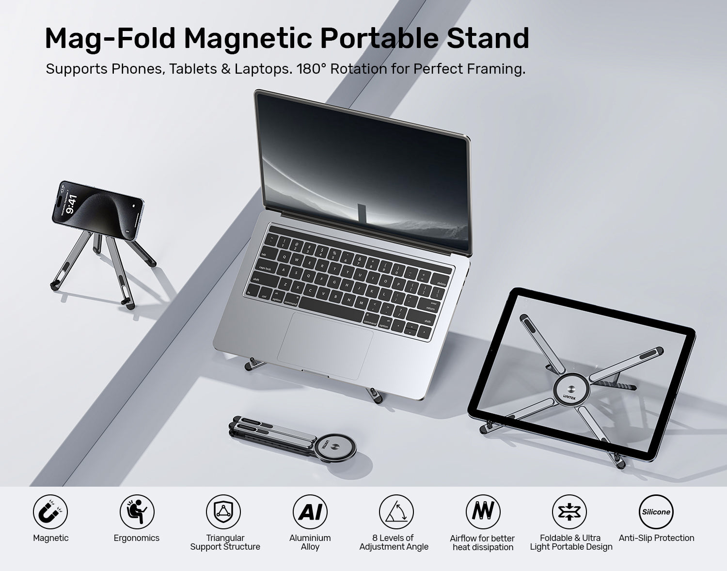 UNITEK OT1121AGY01 Mag-Fold Magnetic Portable Stand - view 5