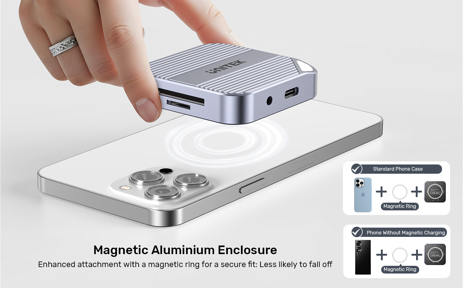 UNITEK S1244CGY01 Magnetic SD and microSD Card Reader with PD 100W - view 3
