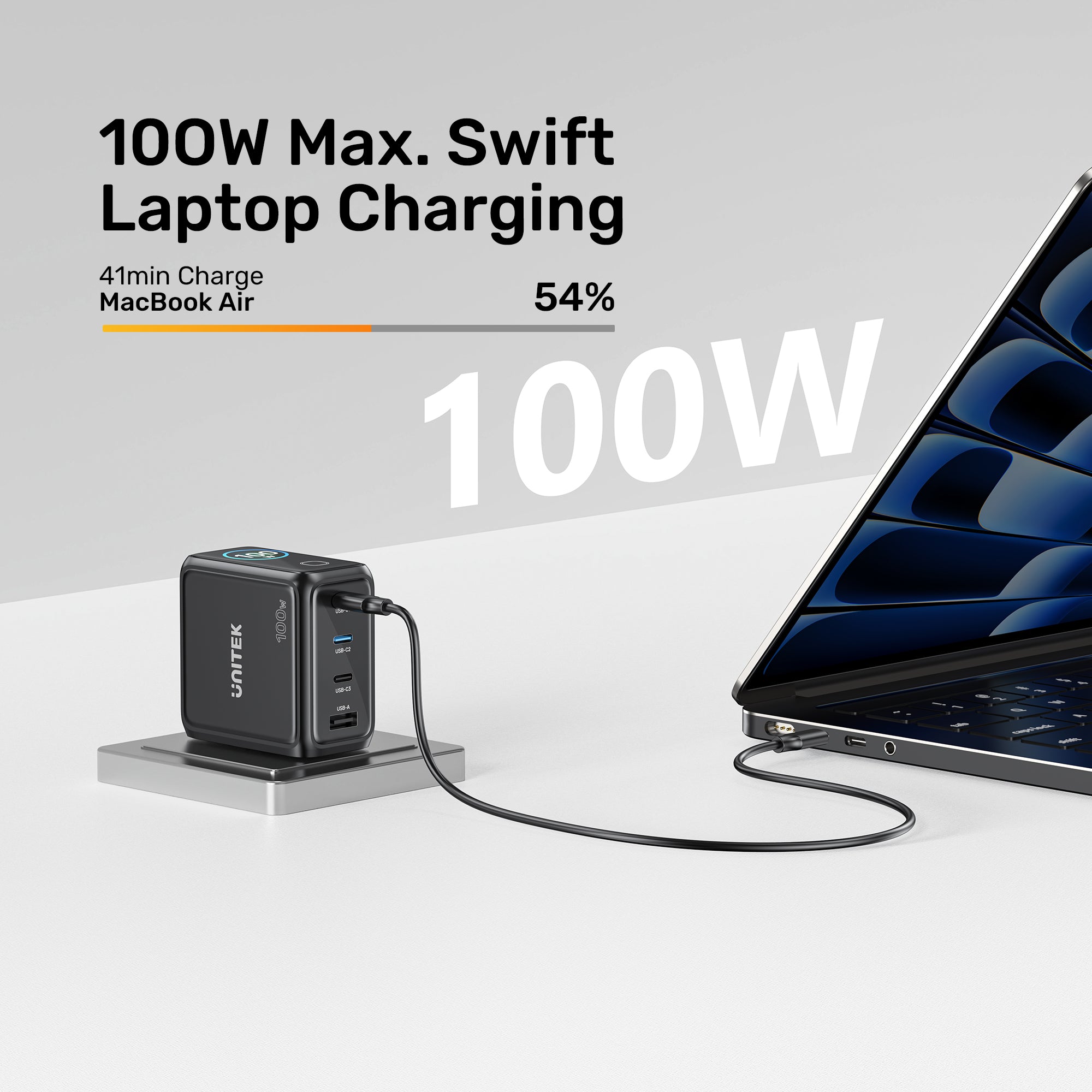 UNITEK P1131ABK01-EU Rexo 100W 4-Port GaN Charger with Smart Display - image 5