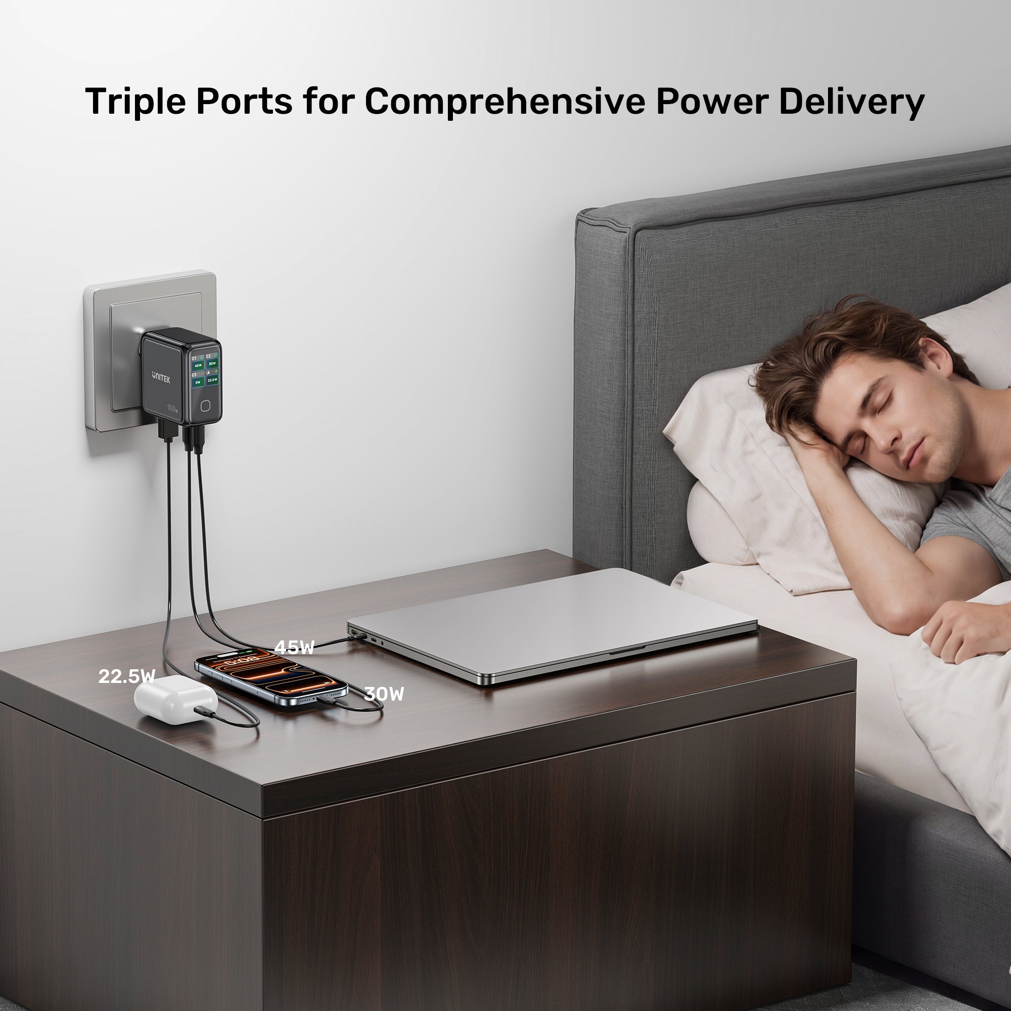 UNITEK P1131ABK01-EU Rexo 100W 4-Port GaN Charger with Smart Display - image 7