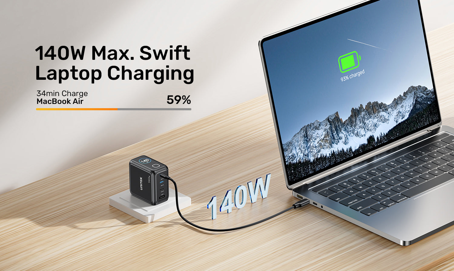 UNITEK P1132ABK01-EU Rexo 140W 4-Port GaN Charger - view 2