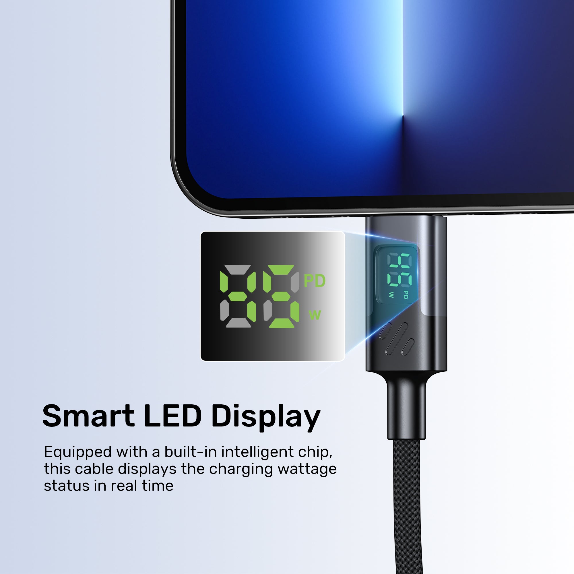 UNITEK C14158ABK01-1M PD 60W USB-C Charging Cable with LED Display 1M - image 5