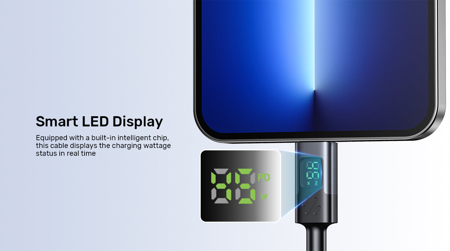 UNITEK C14158ABK01-1M USB-C Cable with LED Display 60W 1M - view 1