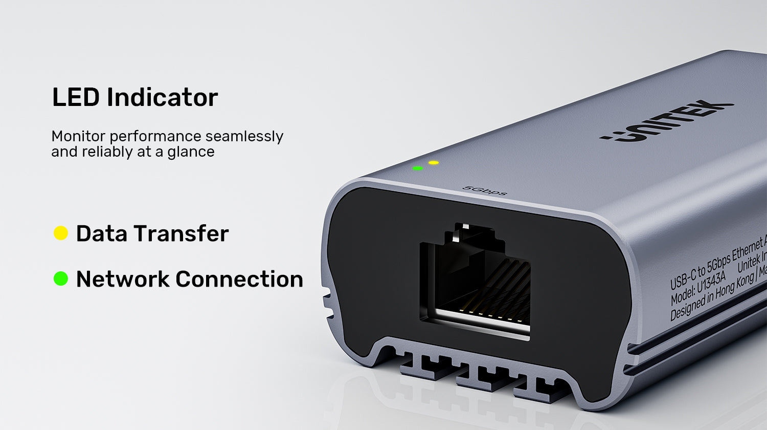 UNITEK U1343AGY01 USB-C to 5Gbps Ethernet Adapter - view 4
