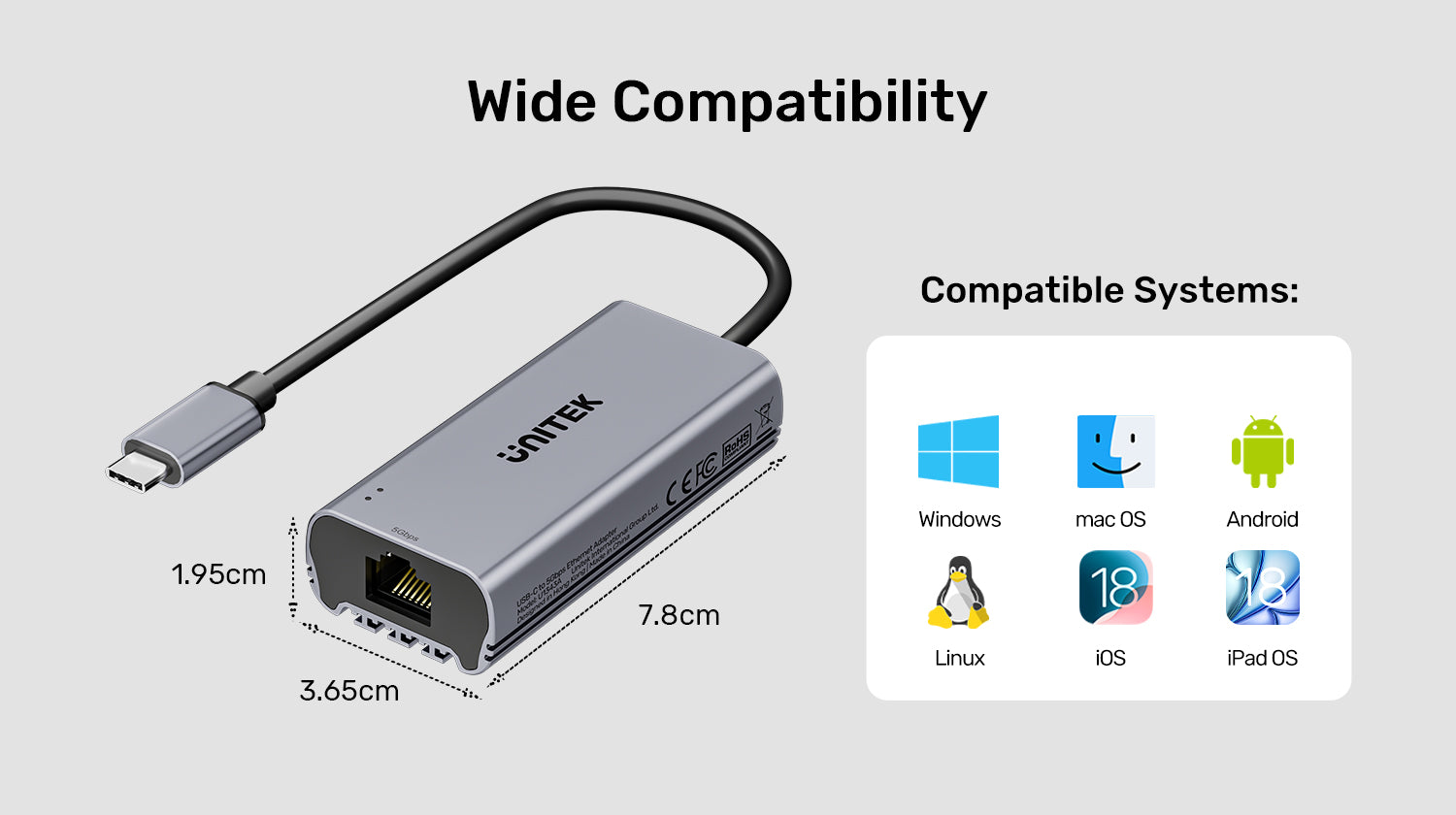 UNITEK U1343AGY01 USB-C to 5Gbps Ethernet Adapter - view 5