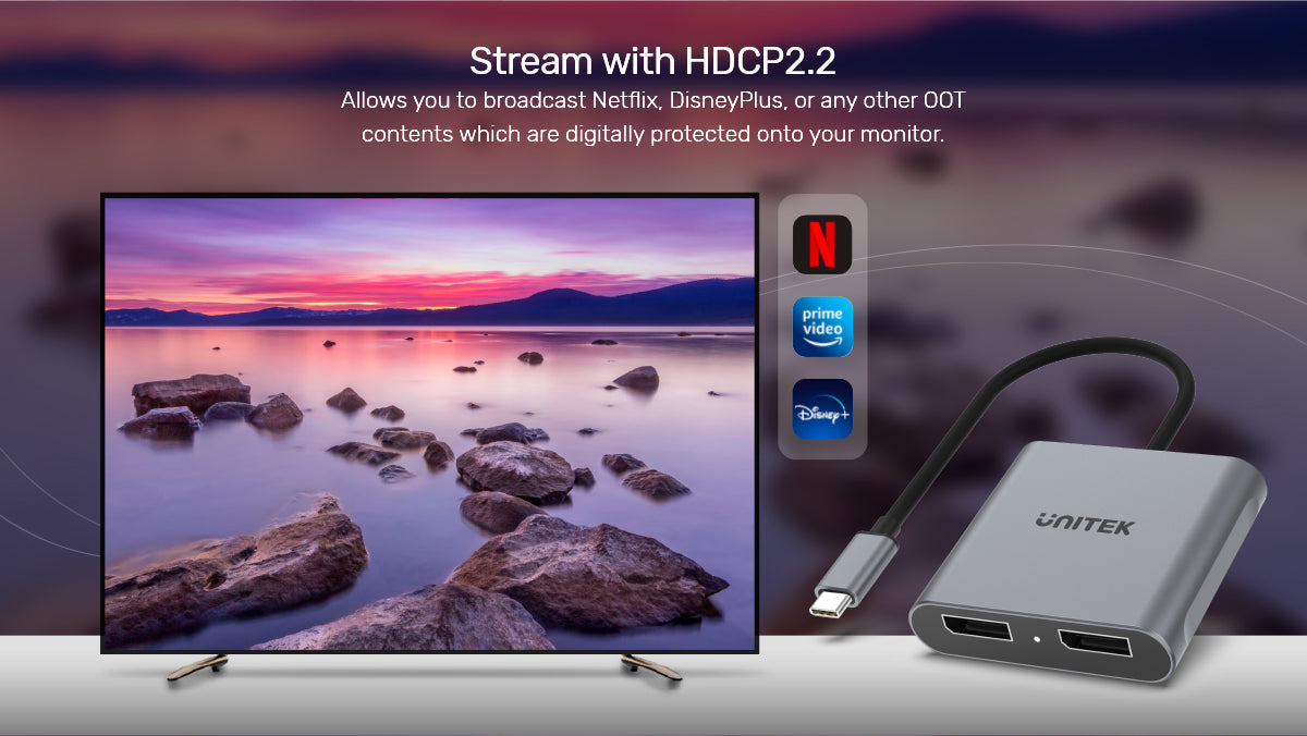UNITEK V1404A USB-C to Dual DisplayPort Adapter - view 2