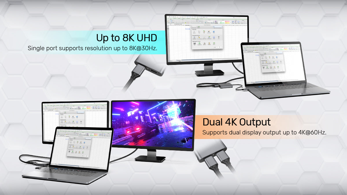 UNITEK V1404A USB-C to Dual DisplayPort Adapter - view 3