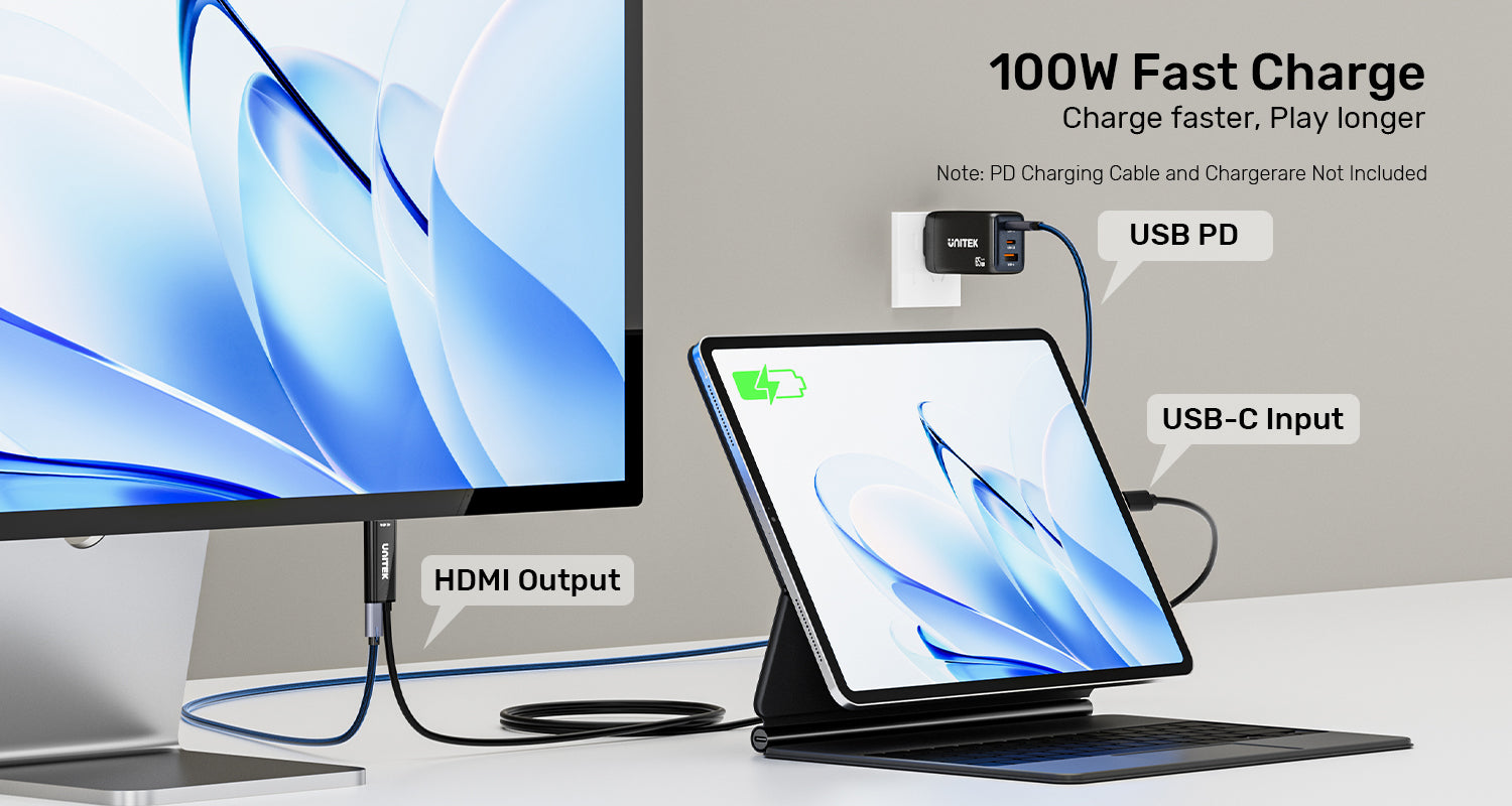 UNITEK V1439ABK01 USB-C to HDMI 4K 60Hz Cable with PD 100W - view 5